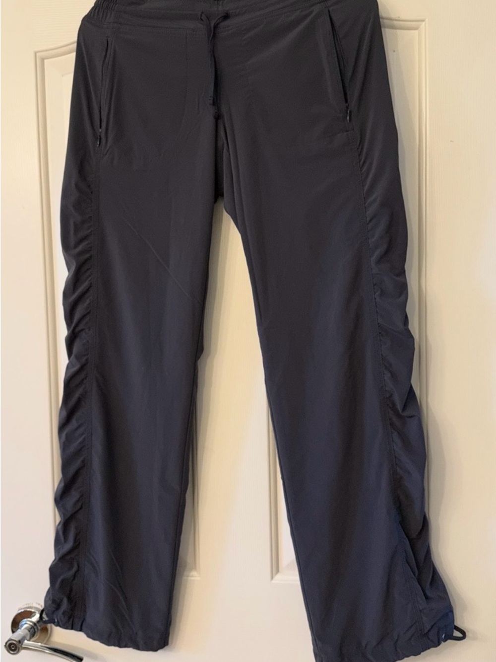 Athleta Dark Gray Ruched Side Track Pants